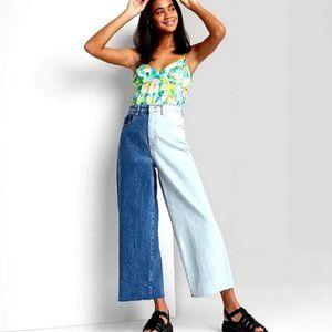 Wild Fable Two Tone High Rise Wide Leg Jean, Above Ankle Length, S-8/29R